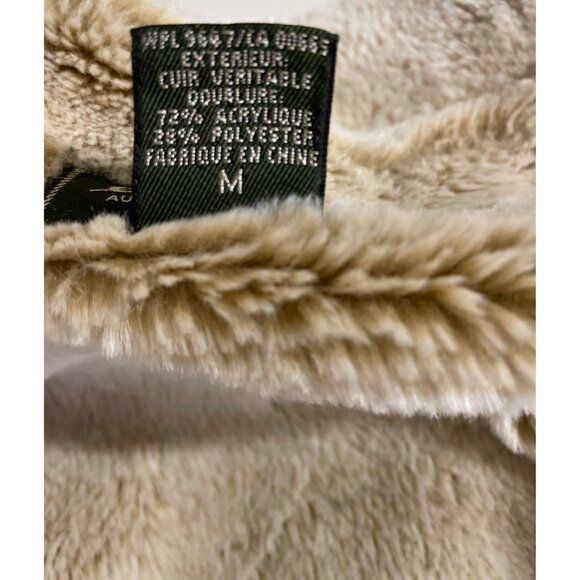 Eddie Bauer Womens Size MED Beige Tan Suede Leather Faux Fur Lined Coat Jacket - Picture 14 of 15